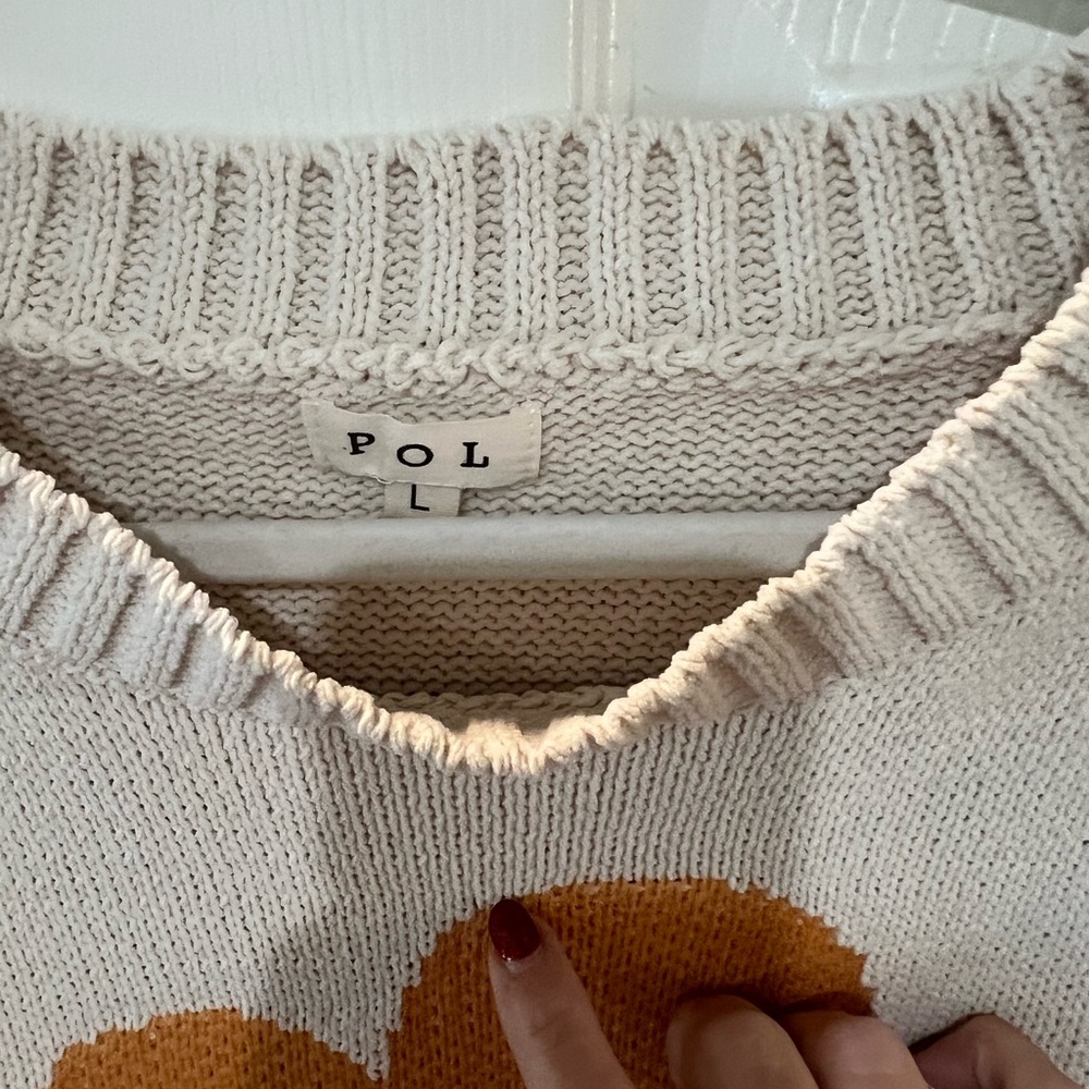 POL Cream and Orange lace appliqué Floral Sweater - Picture 3 of 5